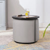 Round Sofa Side Tea Table & Linen Ottoman Footstool Under Desk Chair Living Room