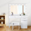 Large White Dressing Table Stool Set with Dimmable LED Light Mirror & UK Socket