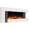 Electric Fireplace Glass LED Flame Heater Wall Mounted Fire Suite MDF Surround