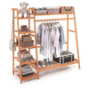 Heavy Duty Wooden Clothes Rail Rack Garment Hanging Stand Corner Open Wardrobe