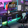 XL Large Gaming Desk Office PC Computer Desk Table RGB Lights Controller Stand