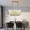 Luxury Rectangular Crystal Chandelier,Silver E14 Dining Room Ceiling Light 80CM