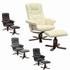 Upholstered PU Leather Armchair Cinema Sofa Recliner Chair with Footrest Stool