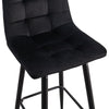 2 pcs Black Bar Stools Velvet High Chairs Upholstered Chairs Padded Seat Xmas UK