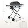 Portable Foldable Gas Barbecue Grill with Thermometer, Lid, Black
