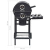 Barrel Grill with Wheels and Shelves Black 115x85x95 cm Steel BBQ