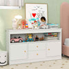 Playroom Wooden Children Bookshelf Storage Chest w/ Open Shelf-White