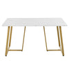 Dining Table with Marble Effect and Metal Frame Home Kitchen Dining Furniture