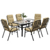 7 PCs Garden Dining Set w/ Umbrella Hole & Cushion, Beige