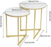 Marble Top Side Table Gold 2 Nesting Small Sofa End Tables Round Bedside Tables