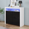 High Gloss 2 Doors Matt Body Sideboard Cupboard Kitchen Buffet Cabinet with LED