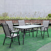 4FT Large Rectangle Glass Garden Patio Table Outdoor Furniture With Parasol Hole