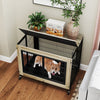 Indoor Decorative Pet House End Table w/3 Lockable Doors-Grey