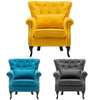 Upholstered Wing Back Chesterfield Sofa Velvet Button Tub Chair Scallop Armchair