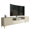 200cm TV Unit – Fluted Fronts, 2 Doors, Drawer, Gold Legs & Handles, Modern Luxe