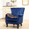 Queen Anne Velvet Upholstered Oyster High Back Wingback Armchair Tub Chair Sofa