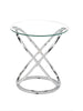 Coffee Table decore Clear Glass Round Side End Chrome Base-STB41/CH