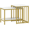 Modern Coffee Table Set of 2, Nesting Tables Side End Tables with Marble-Effect