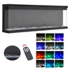 60/70/80in Panoramic Media Wall Insert Electric Fire 3 Side Full Glass Fireplace