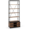 Heavy-duty Metal Frame 8-tier Bookshelf with Storage-Brown