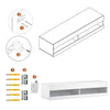 White TV Stand Floating Wall Mounted TV Unit Cabinet With RGB LED Lights 140 cm