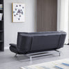 190cm Leather 3 Seater Black Sofa Bed Sleeper Couch Sofabed Settee Recliner Beds