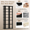 7-Tier Tall Shoe Rack Space Saving Organizer Storage Shelf Double Rows Black