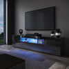 High Gloss 200cm Black TV Stand Cabinet Unit Doors Storage with RGB LED Cupboard