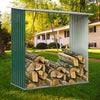 Metal Steel Outdoor Garden Shed Tools Log Wood Firewood Storage Rack Gable Roof