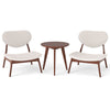 Set of 2 Accent Chairs with Side Table Upholstered Living Room Chairs Beige