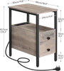 Side Table Narrow Bedside Table Nightstand Greige 30 x 48 x 61.5 cm