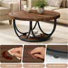 35.4" Round Coffee Table with 2 Tiers, Industrial Center Table for Living Room