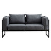 Single/Double/Triple Sofa Armchair Faux Leather Cushion Seat Metal Frame Armrest