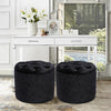 Round Pouffe Footstool Crushed Velvet Dressing Table Chair Vanity Stool Footrest