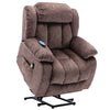 Electric Recliner Chair Fabric Upholstered Armchair Massage Heating Sofa Brown
