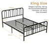 King Size Rustic Metal Bed Frame Mattress Foundation w/Metal Slats Support
