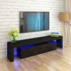 Modern 160cm TV Unit Stand Cabinet High Gloss Doors Sideboard LED Light Black