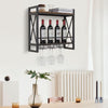 Wall Wine Bottle Rack Holder with Hanging Glass Holder Storage Display Shelf NEW