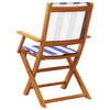 Folding Garden Chairs 8 pcs Blue and White Fabric and Solid Wood U1Z7