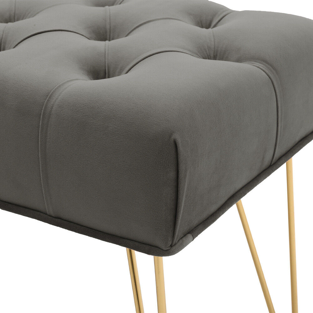Entryway Bench Modern Ottoman End Of Bed Stool Velvet Upholstered Seat Foot Rest