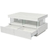 Coffee Table White High Gloss Tea Table with LED RGB Lights 2 Drawer Storage