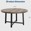120cm Round Dining Table Industrial Wooden Kitchen Table for 4 to 6