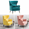 Upholstered Plush Velvet Armchair Single Sofa Oyster Wingback Chair Lounge Seat