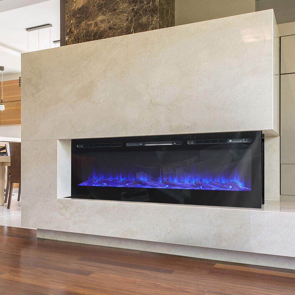 36, 40, 50, 60, Inch Electric Wall Glass Fire Black Frame Media Insert ...
