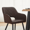 Set of 2 Faux Leather Dining Chairs Diamond Seat with Hole Design Modern Chair