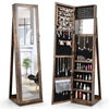 Floor Jewelry Cabinet Armoire Lockable Standing Jewelry Organizer w/Mirror