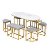 DINING TABLE AND CHAIRS SET WITH 6 STOOLS SPACE SAVING FURNITURE FOR 6-8 PERSONS