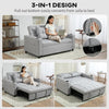 2 Seater Pull Out Sofa Bed with Pockets for Living Room Light Grey