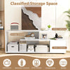 3-Tier Media Console Table TV Stand for TVs up to 55”-White