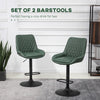 Bar Stools Set of 2, Adjustable Bar Chairs 360 Degree Swivel, Green